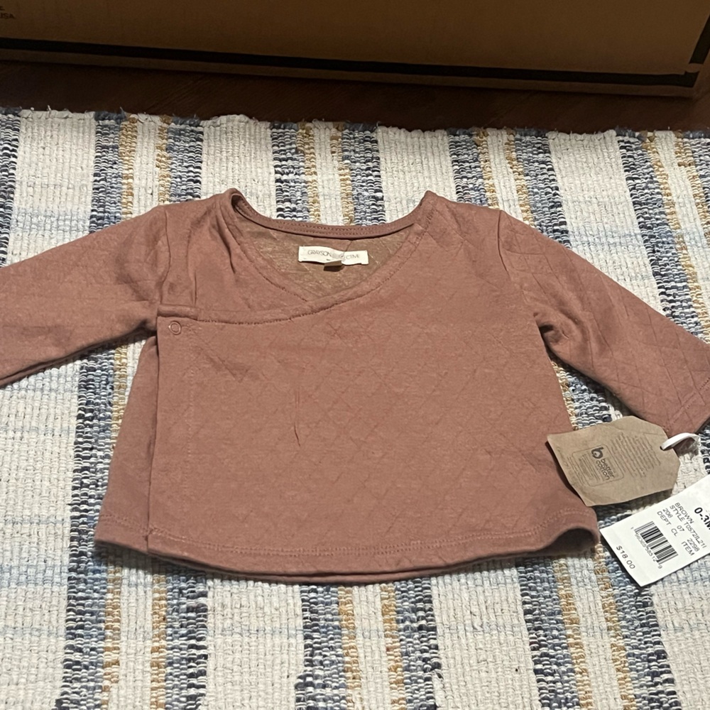 Quilted tan Long Sleeve Baby Cardigan